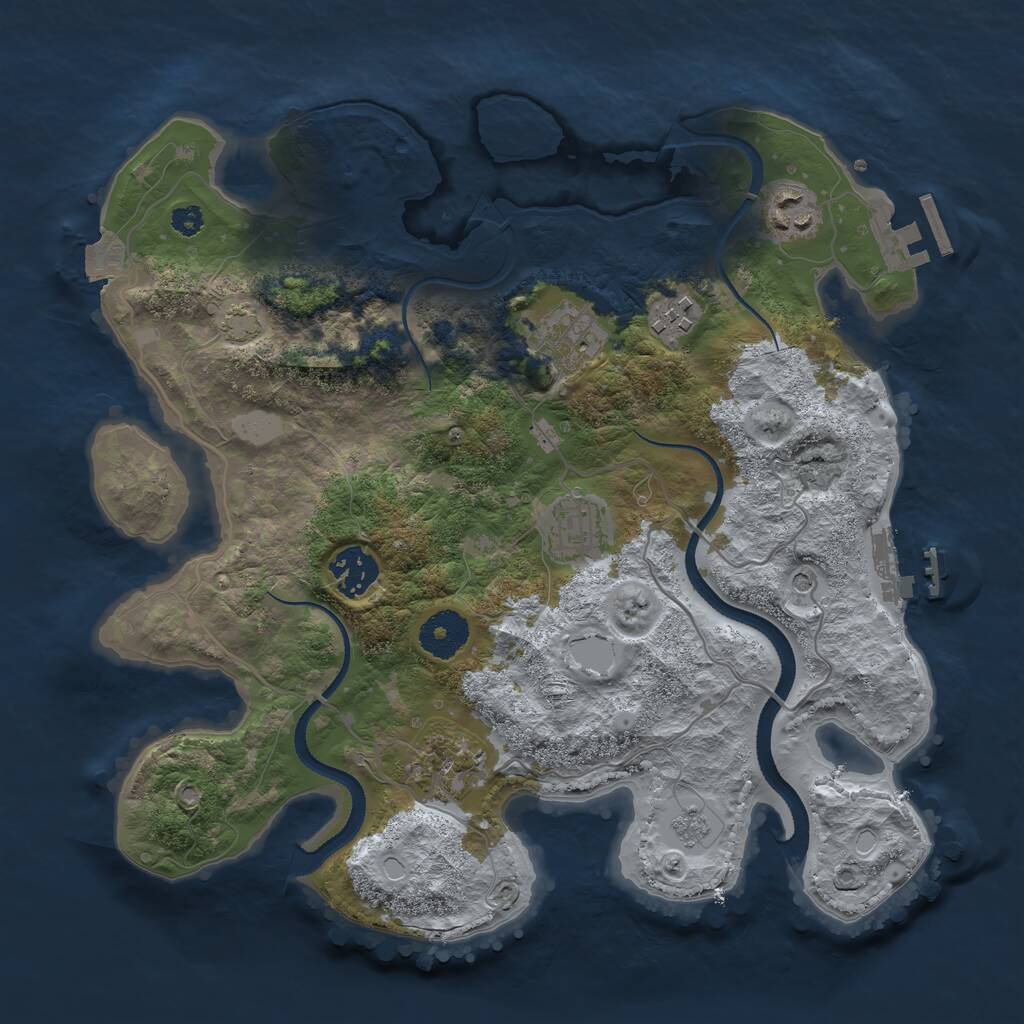 Rust Map: Procedural Map, Size: 3250, Seed: 1713574919, 12 Monuments