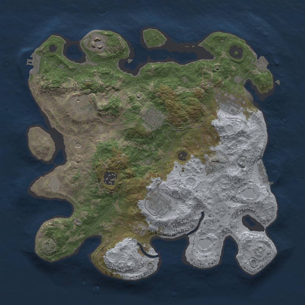 Rust Map: Procedural Map, Size: 3250, Seed: 1713574919, 14 Monuments