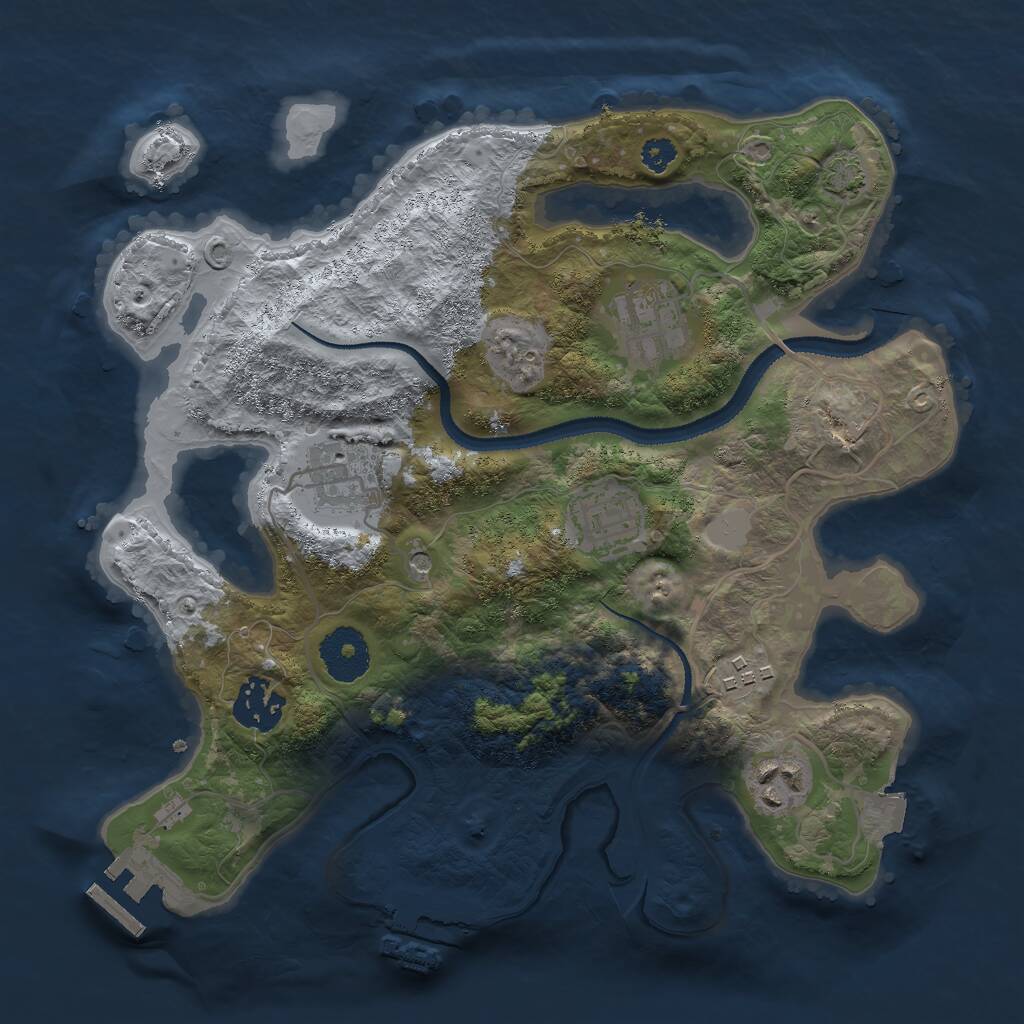 Rust Map: Procedural Map, Size: 3000, Seed: 1755357585, 11 Monuments