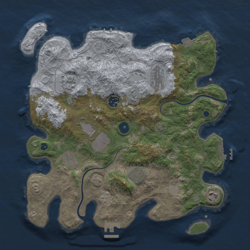 Rust Map: Procedural Map, Size: 3500, Seed: 2039325125, 14 Monuments
