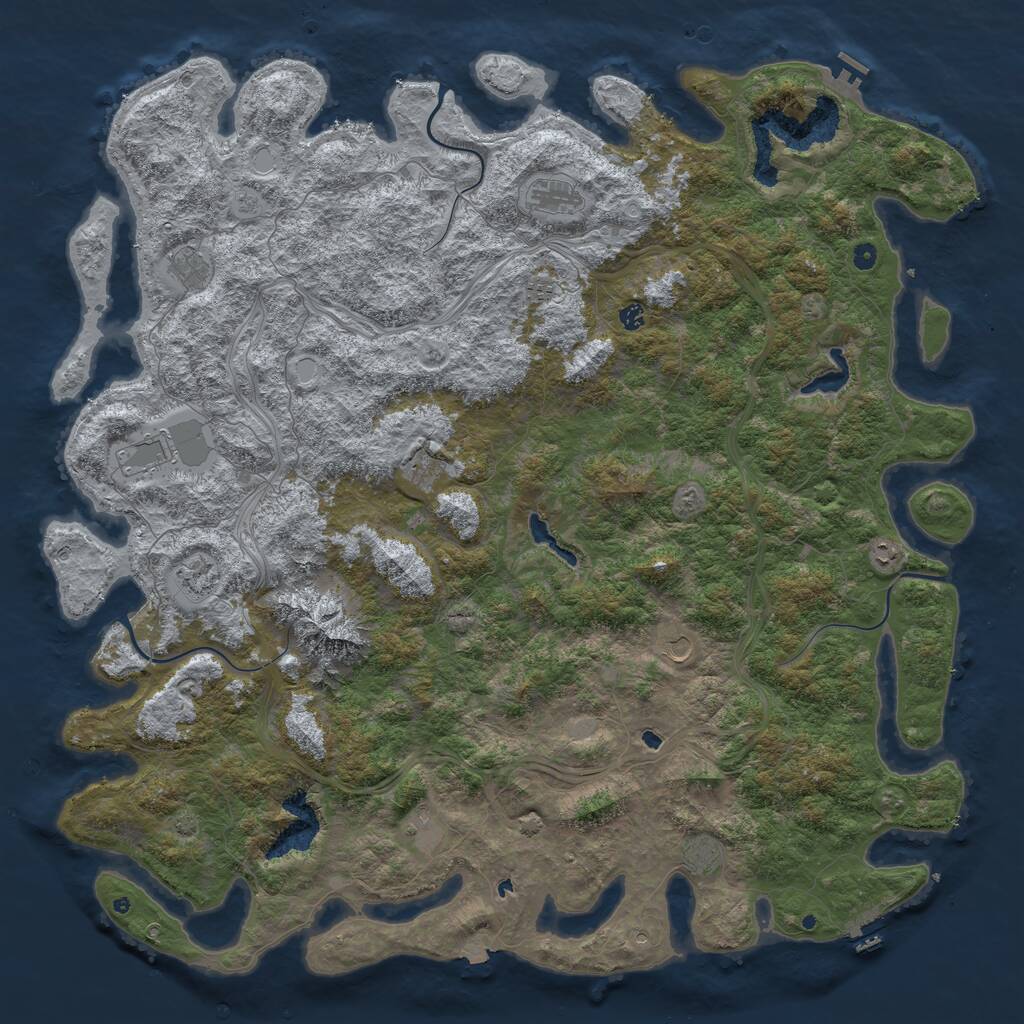 Rust Map: Procedural Map, Size: 6000, Seed: 2097604480, 17 Monuments