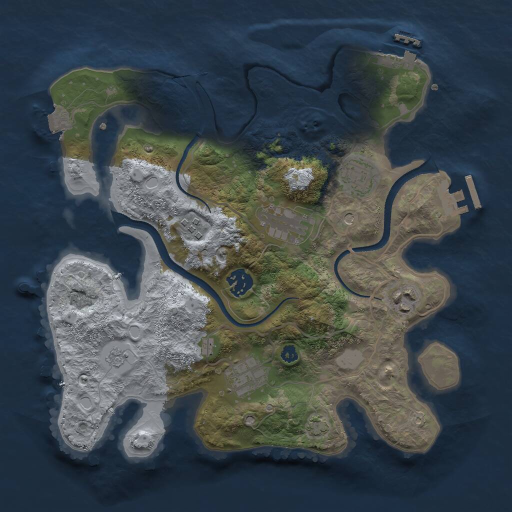 Rust Map: Procedural Map, Size: 3000, Seed: 1401477339, 12 Monuments