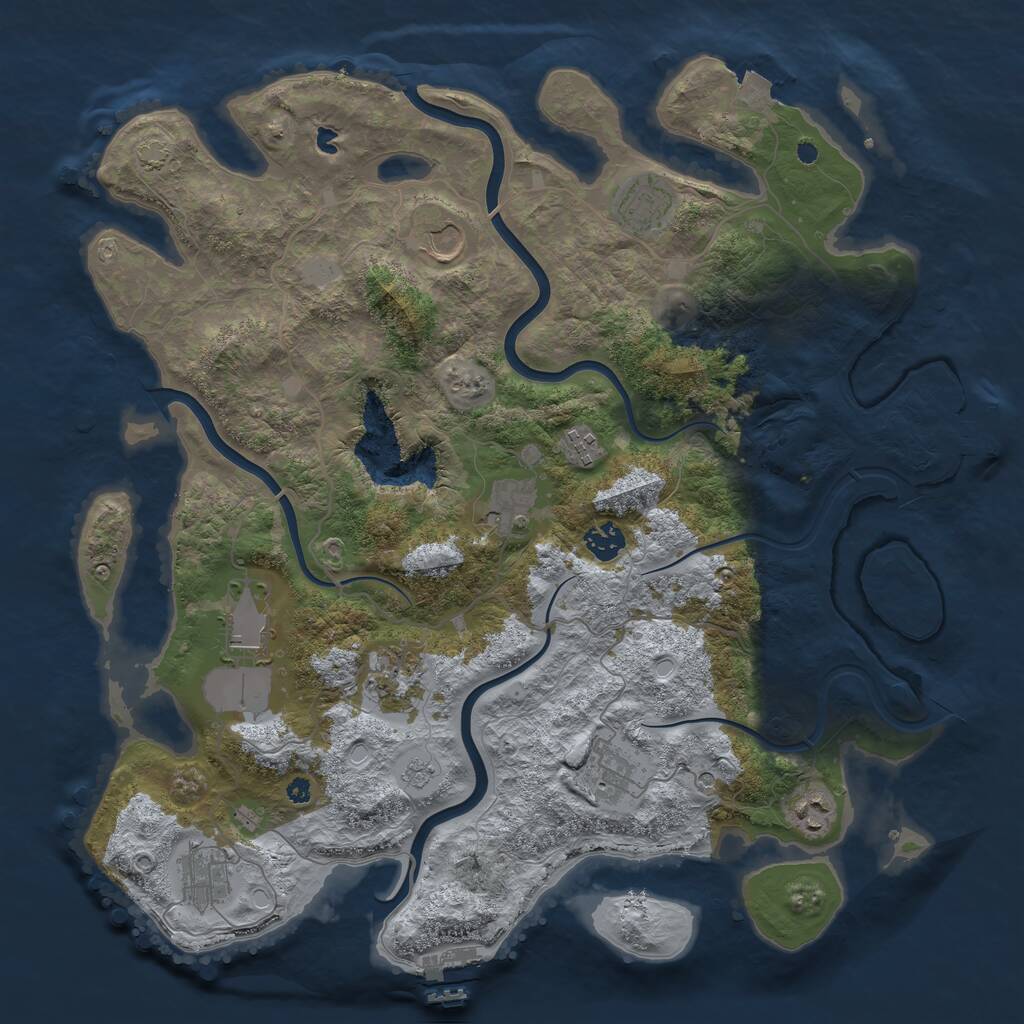 Rust Map: Procedural Map, Size: 4050, Seed: 1965600003, 16 Monuments