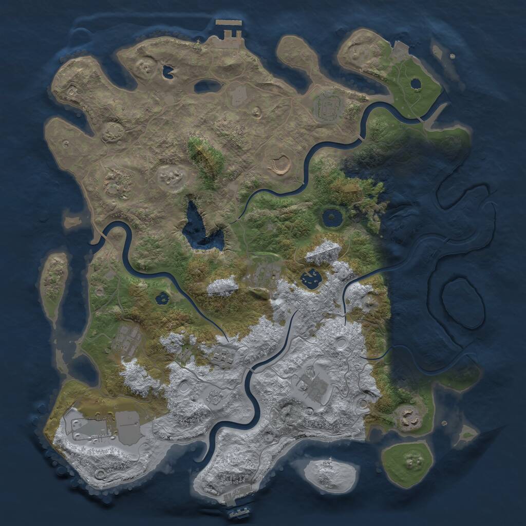 Rust Map: Procedural Map, Size: 4050, Seed: 1965600003, 16 Monuments