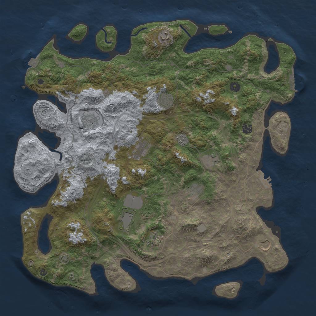 Rust Map: Procedural Map, Size: 4500, Seed: 2086058238, 19 Monuments