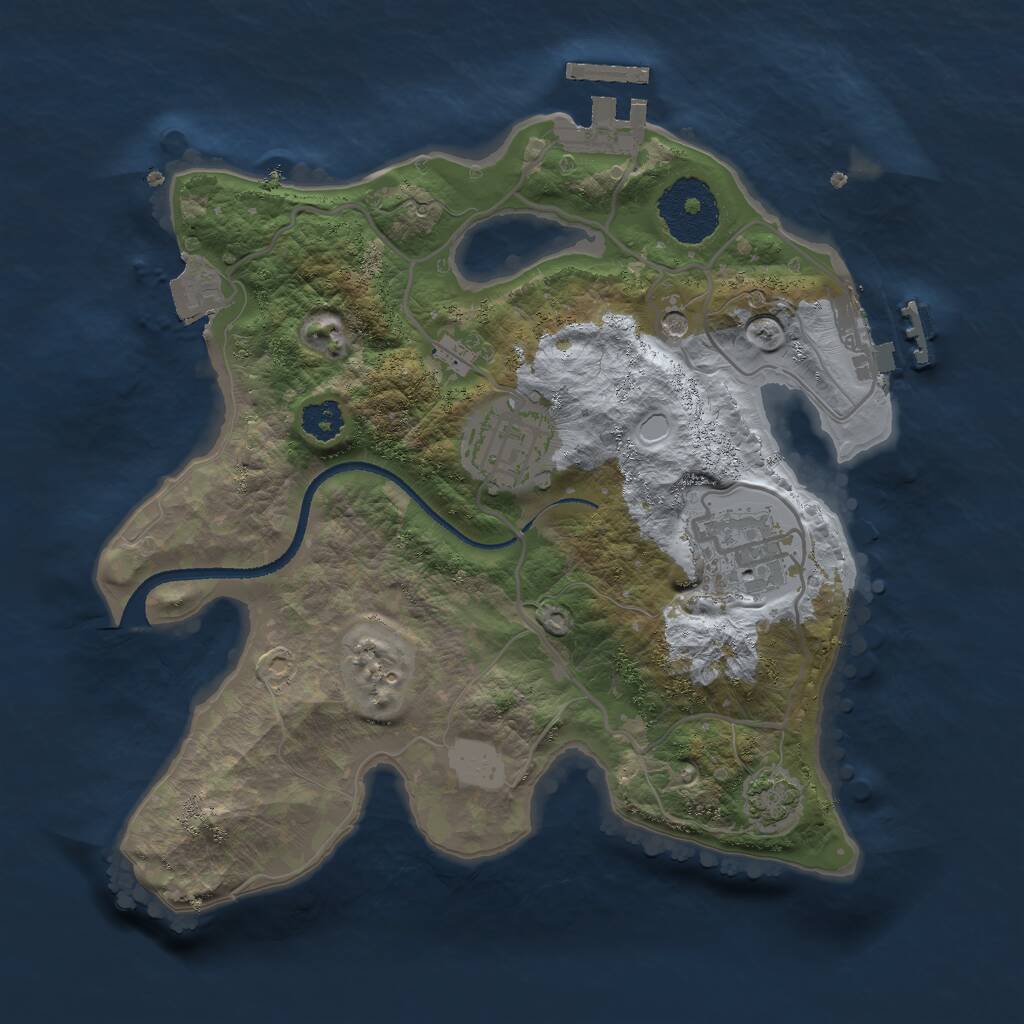 Rust Map: Procedural Map, Size: 2500, Seed: 538711615, 7 Monuments