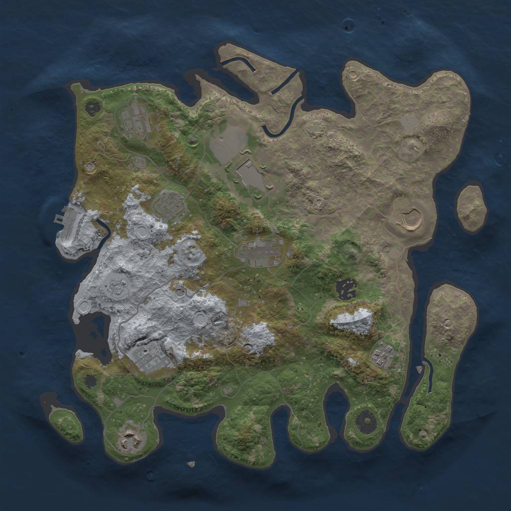 Rust Map: Procedural Map, Size: 3500, Seed: 1353757452, 16 Monuments