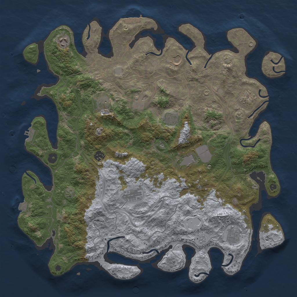 Rust Map: Procedural Map, Size: 4500, Seed: 1025655935, 19 Monuments