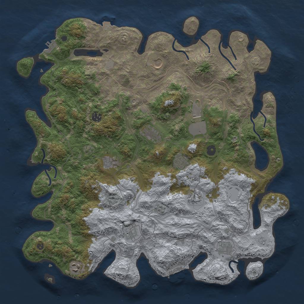 Rust Map: Procedural Map, Size: 4500, Seed: 501949768, 19 Monuments