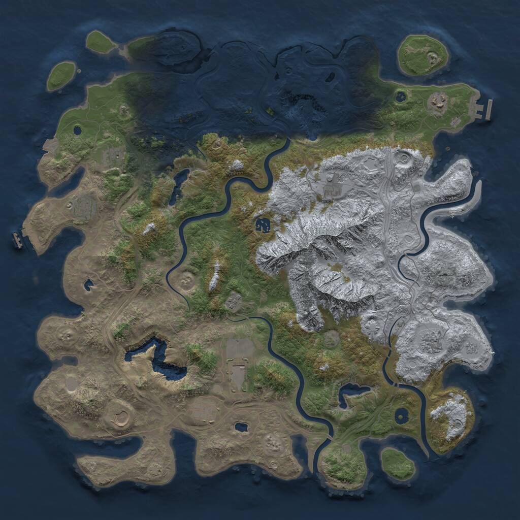 Rust Map: Procedural Map, Size: 5000, Seed: 108, 16 Monuments