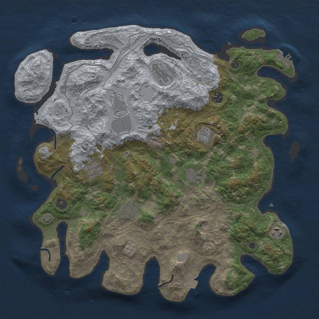 Rust Map: Procedural Map, Size: 4250, Seed: 1007311716, 16 Monuments