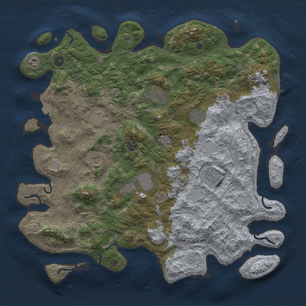 Rust Map: Procedural Map, Size: 4500, Seed: 112940269, 16 Monuments
