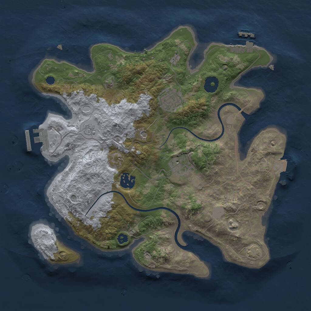 Rust Map: Procedural Map, Size: 3000, Seed: 1806168830, 9 Monuments