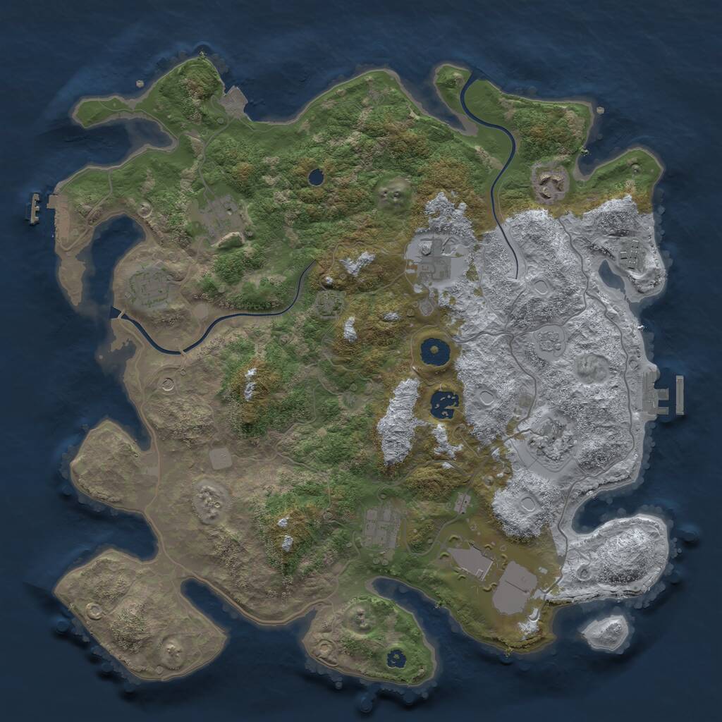 Rust Map: Procedural Map, Size: 3750, Seed: 1038840116, 15 Monuments
