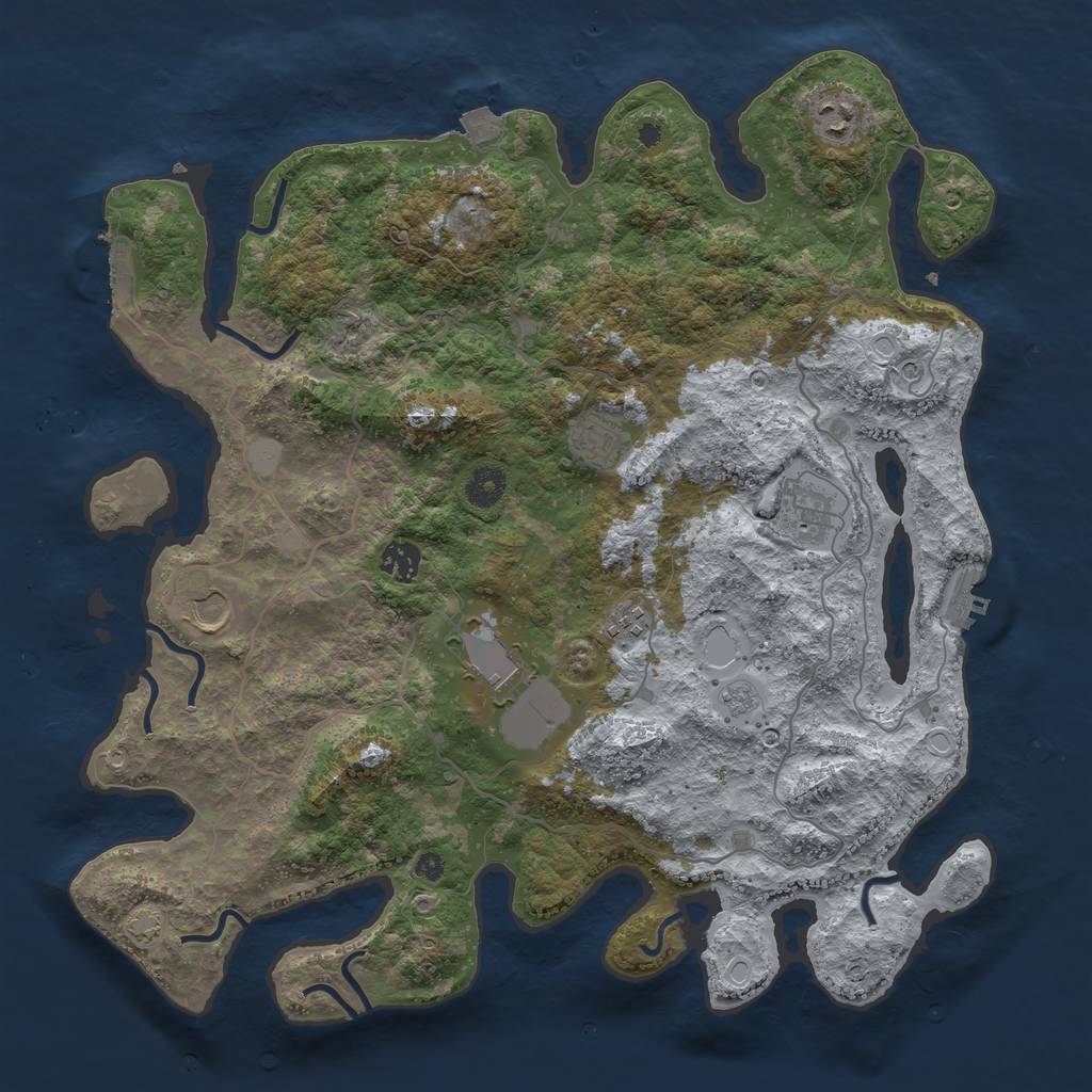 Rust Map: Procedural Map, Size: 4000, Seed: 2108808697, 15 Monuments
