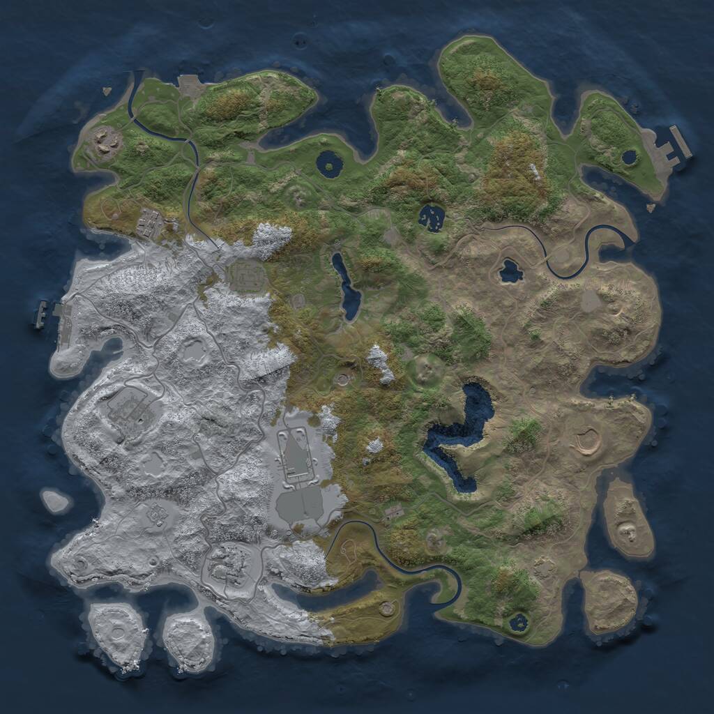 Rust Map: Procedural Map, Size: 4050, Seed: 524655261, 14 Monuments