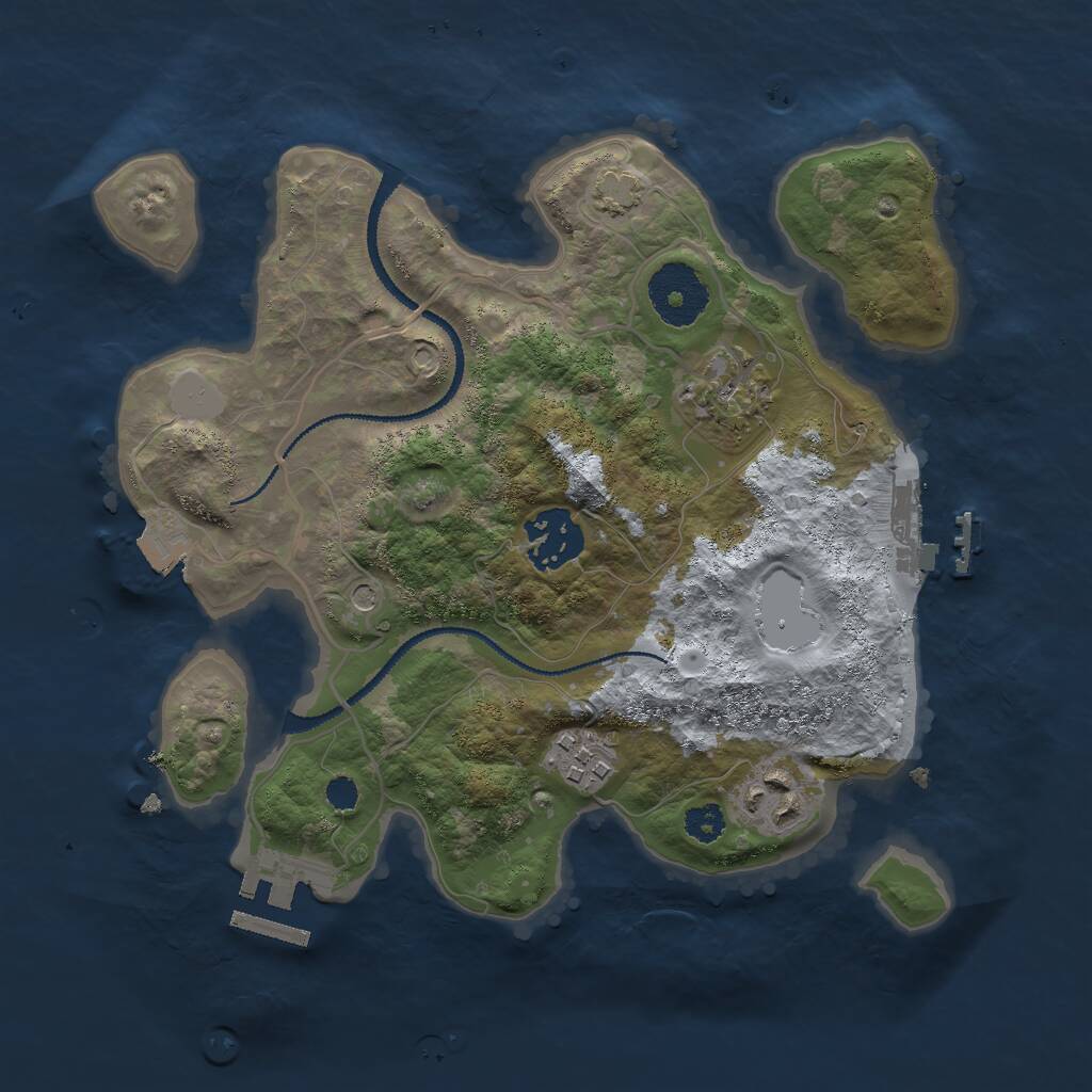 Rust Map: Procedural Map, Size: 2750, Seed: 1468239516, 9 Monuments