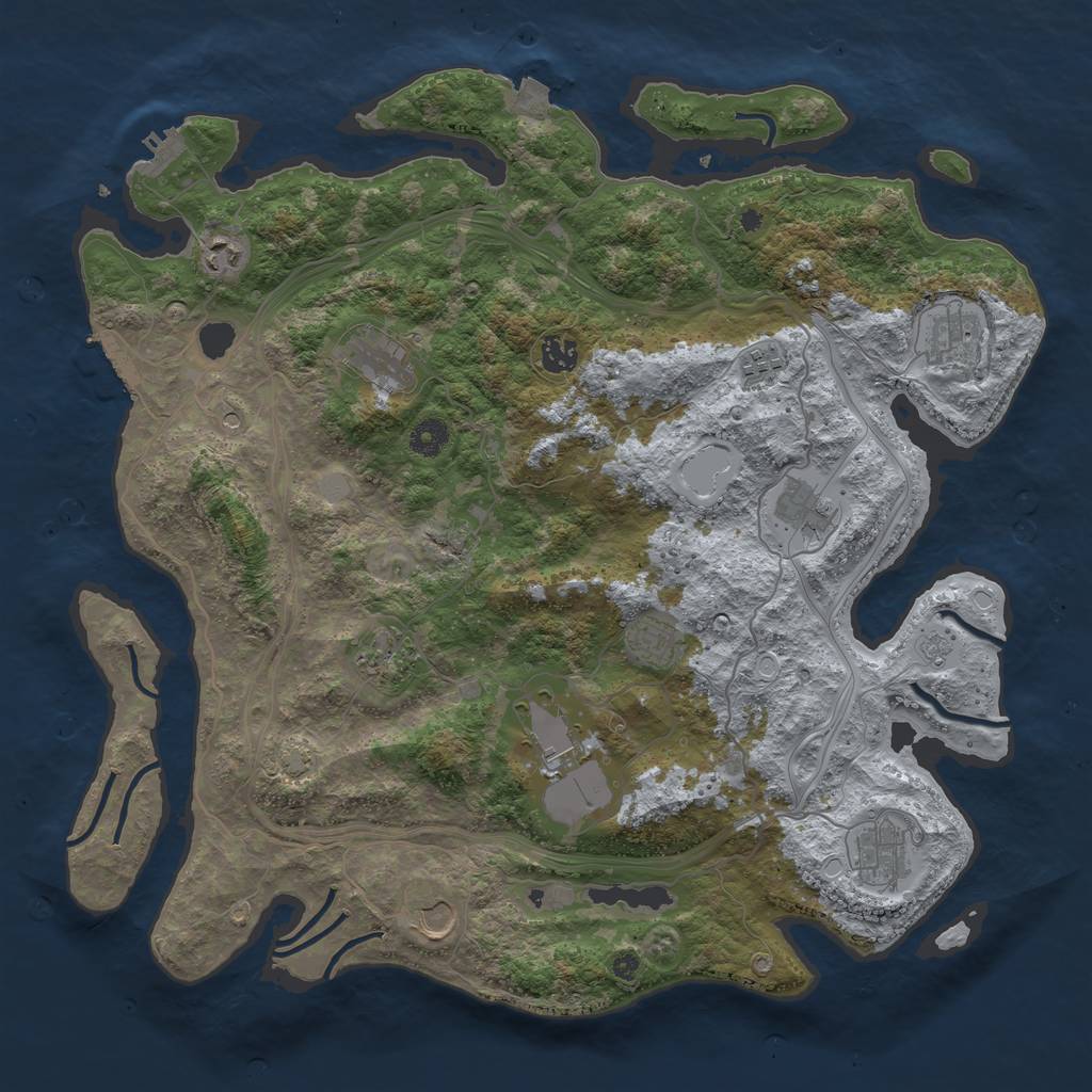 Rust Map: Procedural Map, Size: 4250, Seed: 1392057606, 19 Monuments