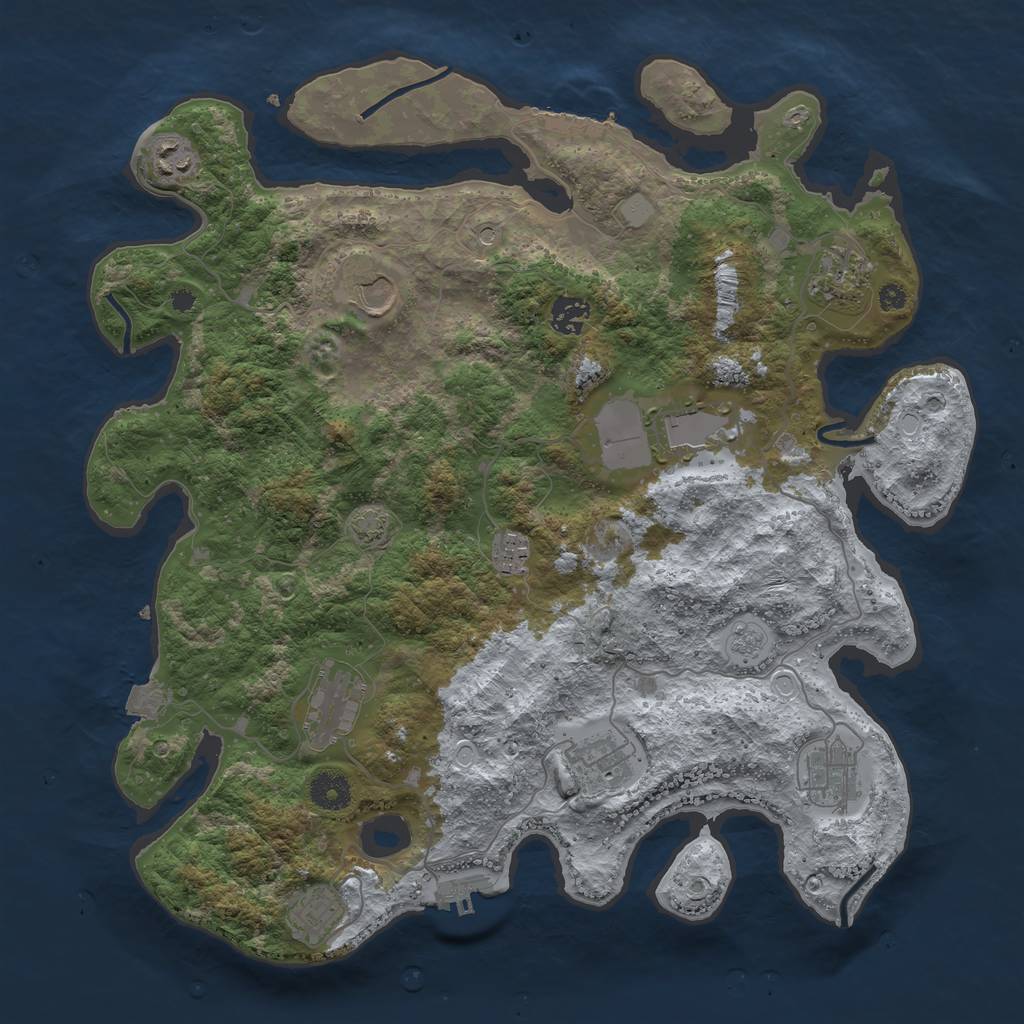 Rust Map: Procedural Map, Size: 3850, Seed: 59353628, 18 Monuments