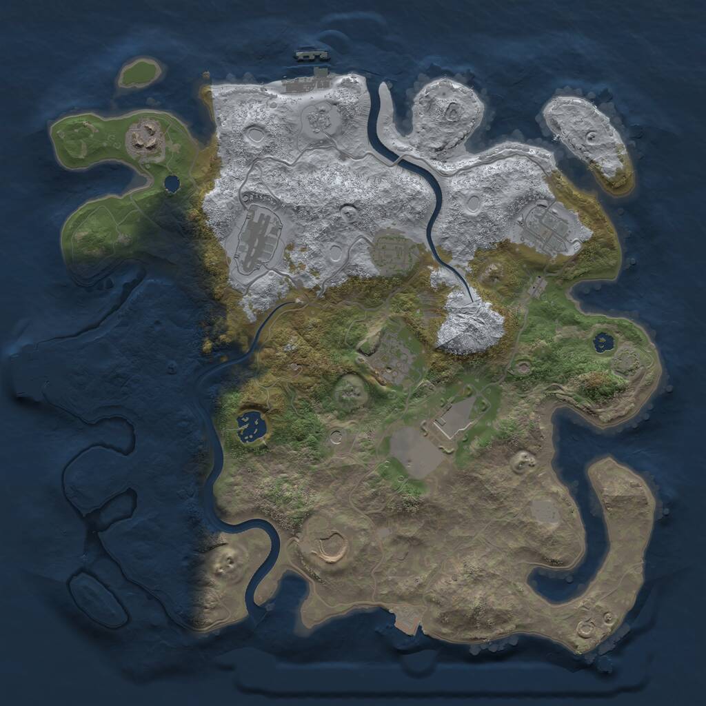 Rust Map: Procedural Map, Size: 3500, Seed: 546654516, 14 Monuments