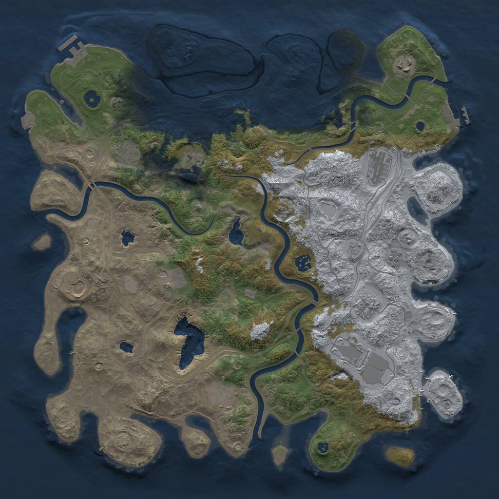 Rust Map: Procedural Map, Size: 4500, Seed: 912345, 17 Monuments