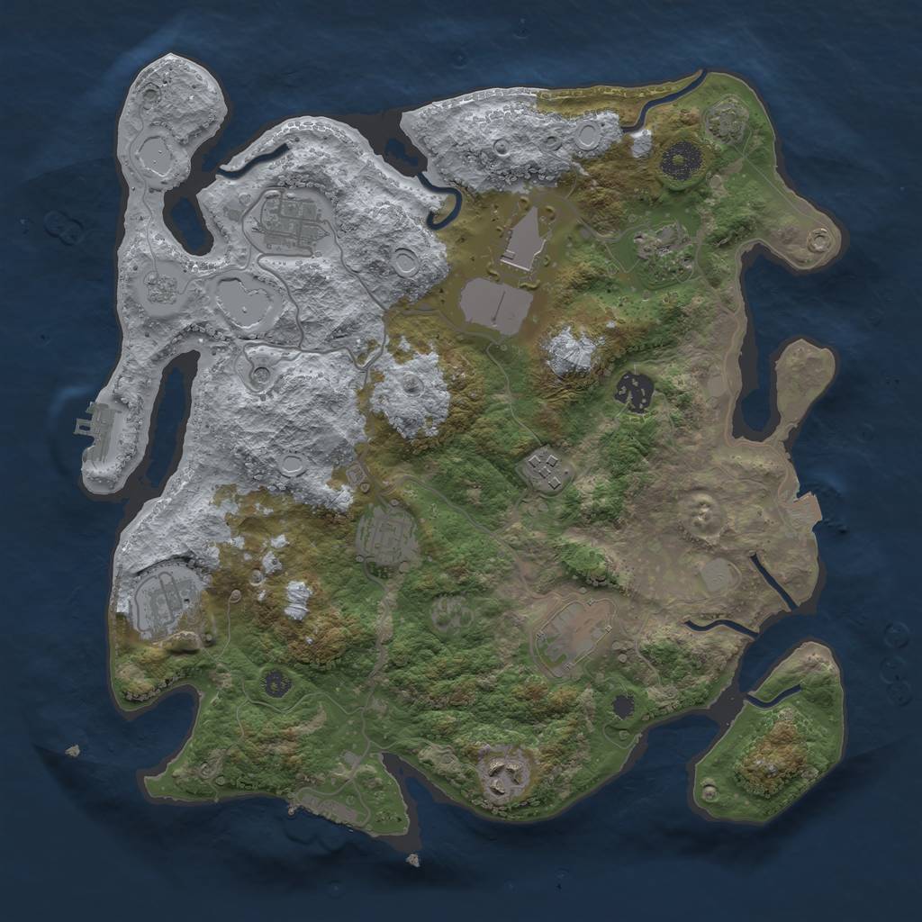 Rust Map: Procedural Map, Size: 3500, Seed: 2118548035, 17 Monuments