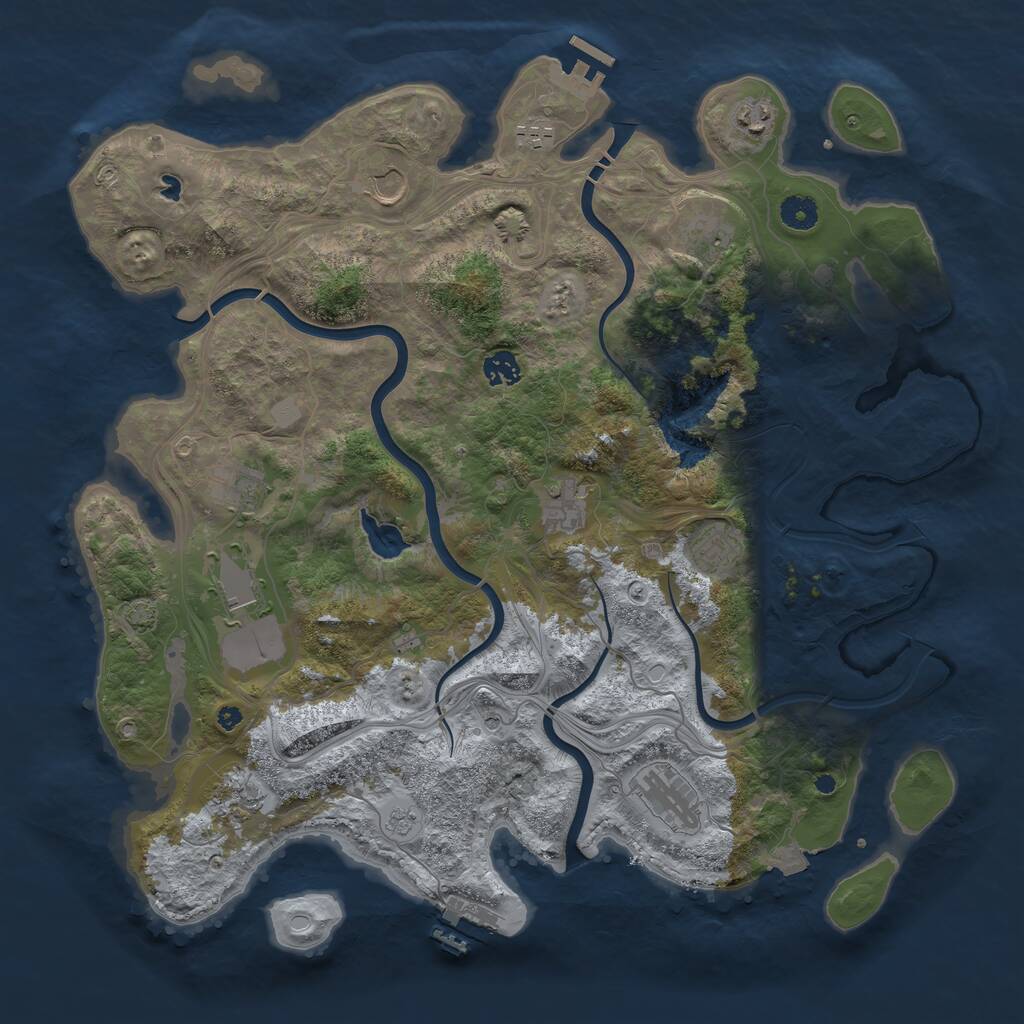 Rust Map: Procedural Map, Size: 4250, Seed: 1966716359, 17 Monuments
