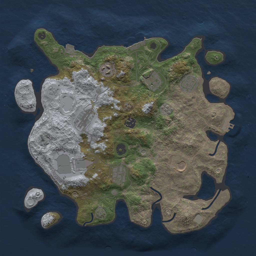 Rust Map: Procedural Map, Size: 3500, Seed: 1251097712, 17 Monuments