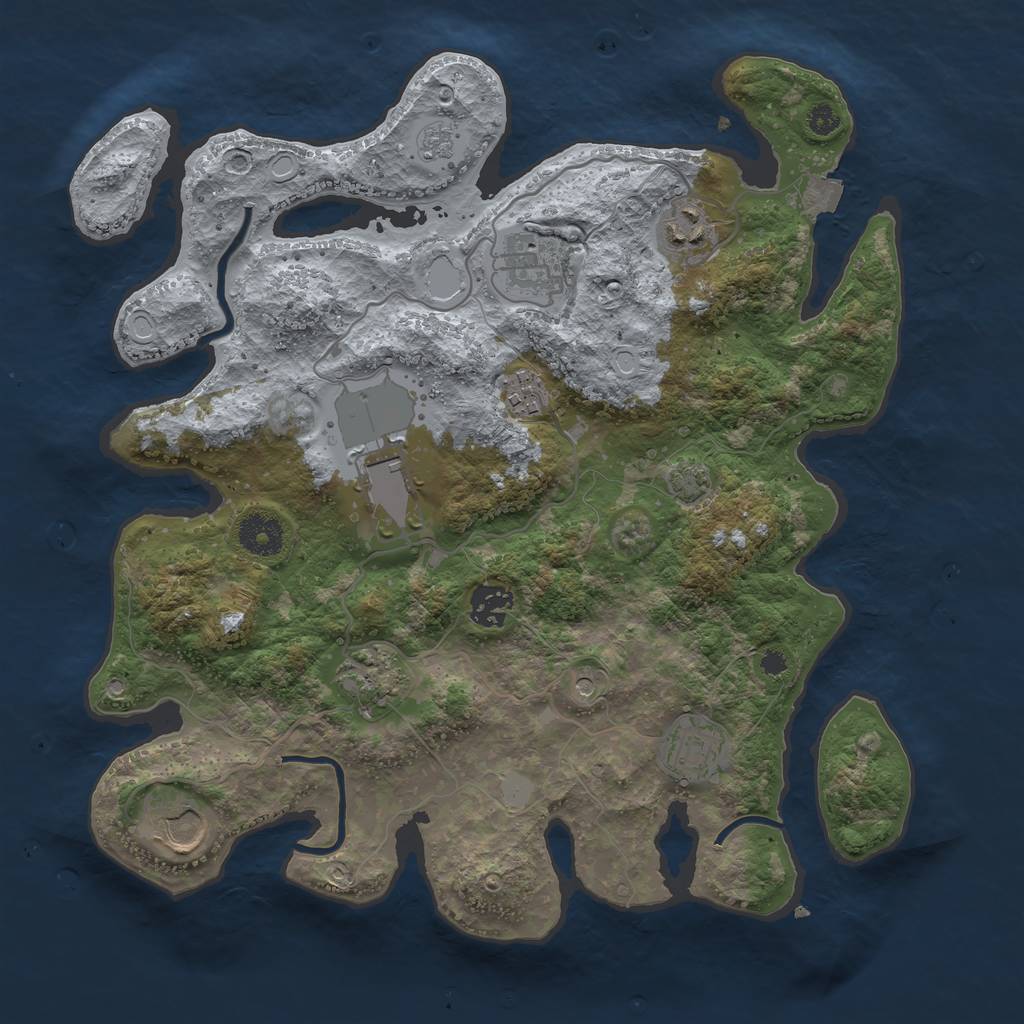 Rust Map: Procedural Map, Size: 3500, Seed: 758071061, 14 Monuments