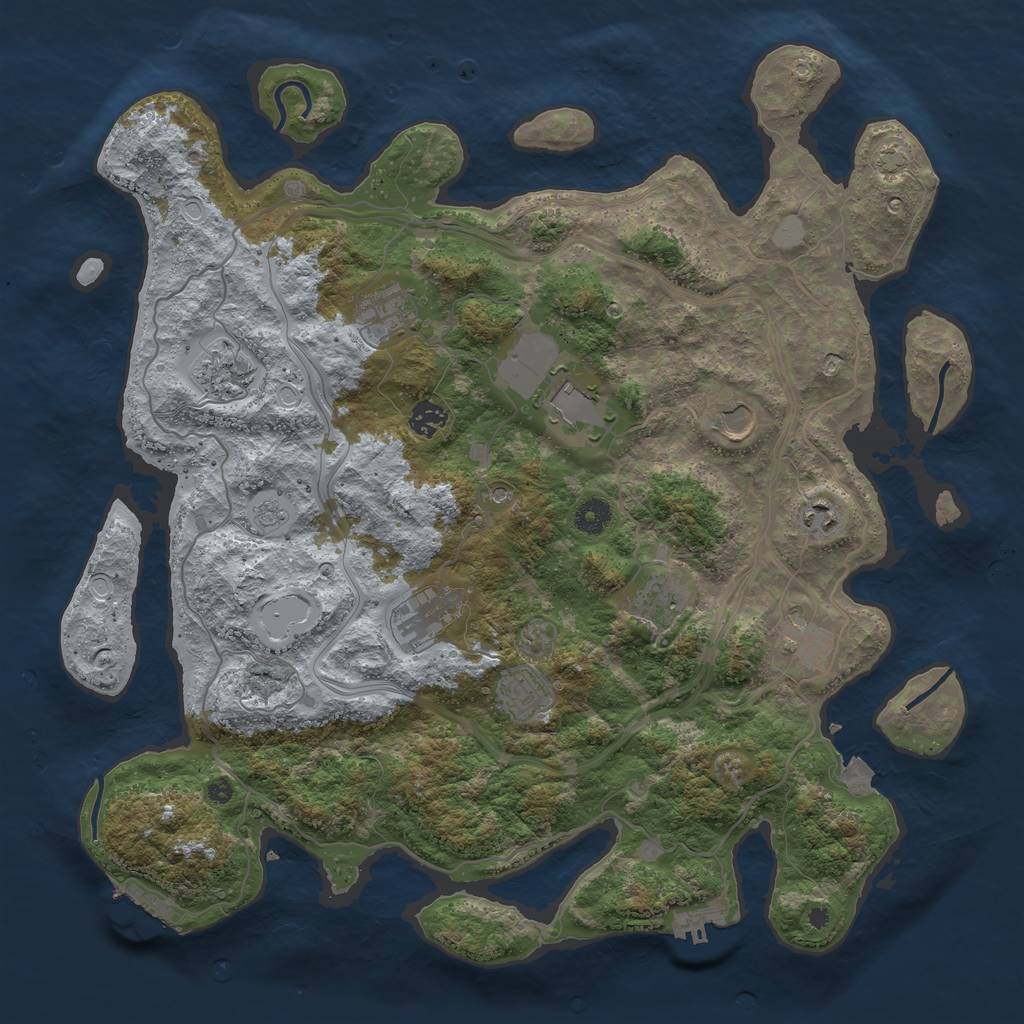 Rust Map: Procedural Map, Size: 4250, Seed: 1893343222, 18 Monuments