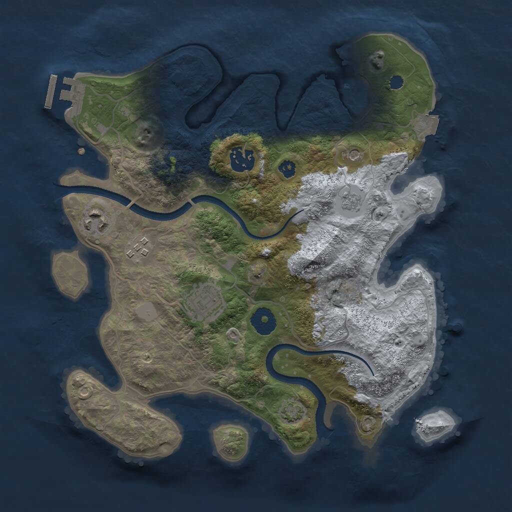 Rust Map: Procedural Map, Size: 3000, Seed: 1216236327, 9 Monuments