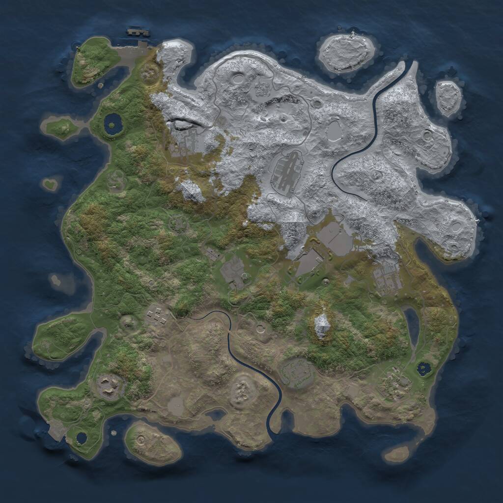 Rust Map: Procedural Map, Size: 3700, Seed: 90987, 14 Monuments