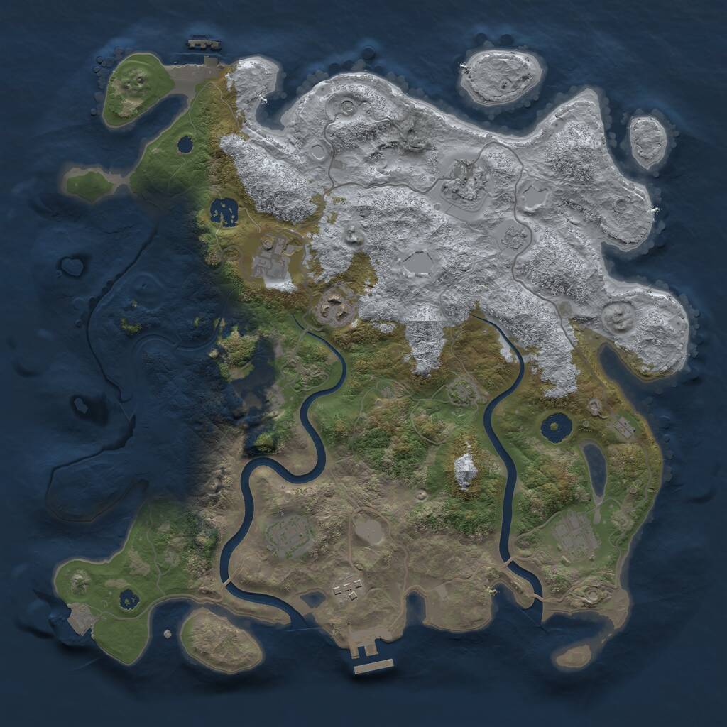 Rust Map: Procedural Map, Size: 3700, Seed: 90987, 14 Monuments