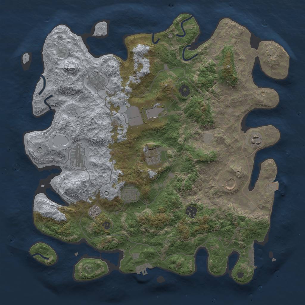 Rust Map: Procedural Map, Size: 4000, Seed: 791954361, 17 Monuments