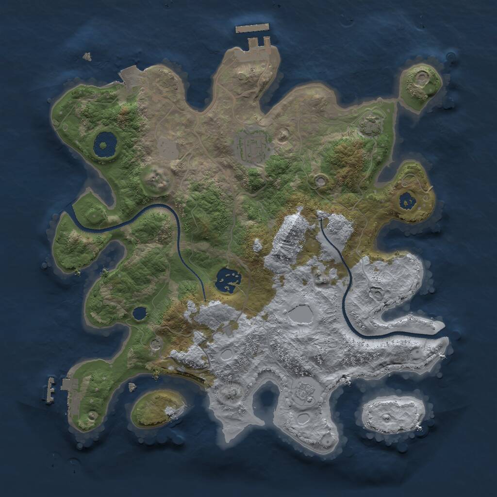 Rust Map: Procedural Map, Size: 3000, Seed: 30985, 8 Monuments