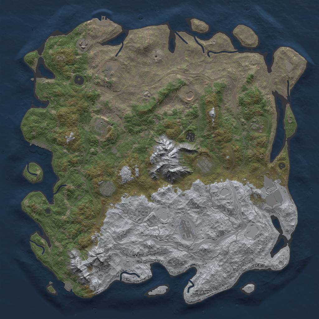 Rust Map: Procedural Map, Size: 5000, Seed: 34015985, 19 Monuments