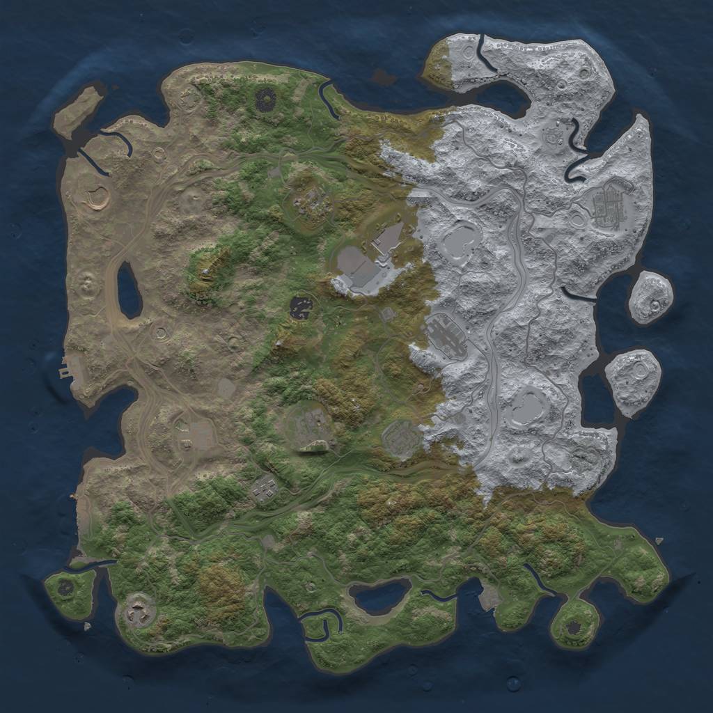 Rust Map: Procedural Map, Size: 4500, Seed: 2053489567, 19 Monuments