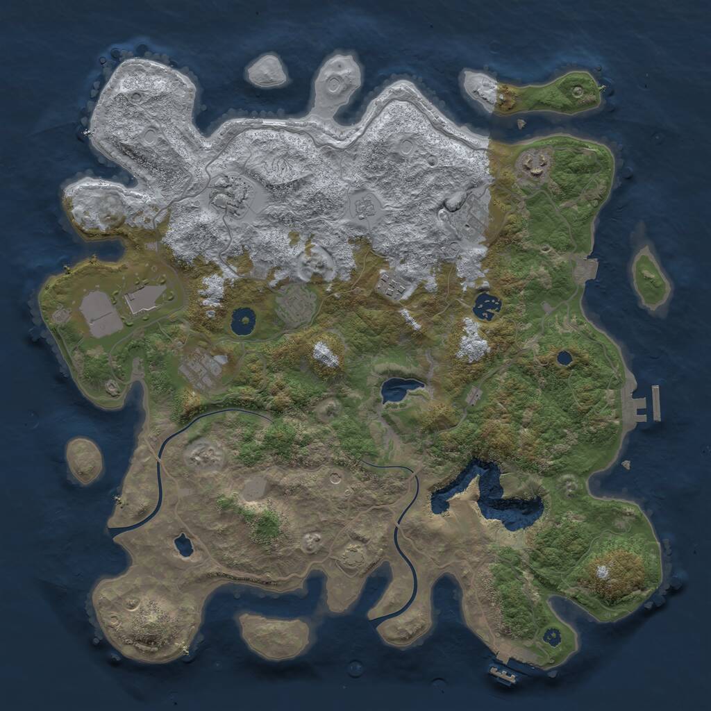 Rust Map: Procedural Map, Size: 4000, Seed: 409107509, 14 Monuments