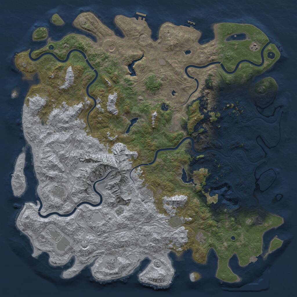 Rust Map: Procedural Map, Size: 6000, Seed: 4921853, 17 Monuments