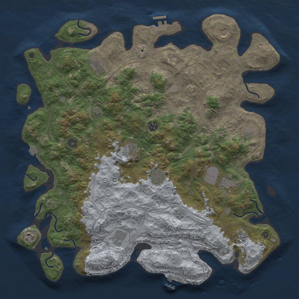 Rust Map: Procedural Map, Size: 4500, Seed: 1900968416, 17 Monuments