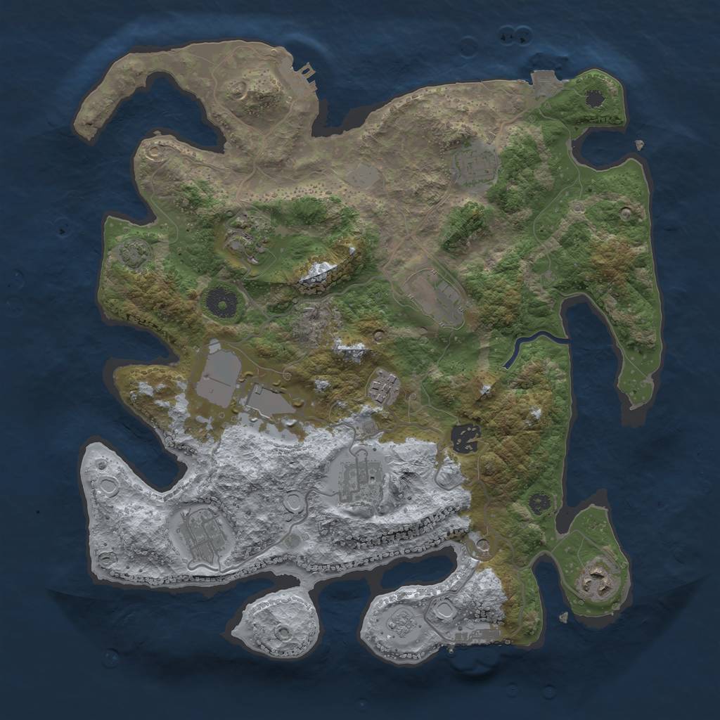 Rust Map: Procedural Map, Size: 3500, Seed: 1756220090, 17 Monuments