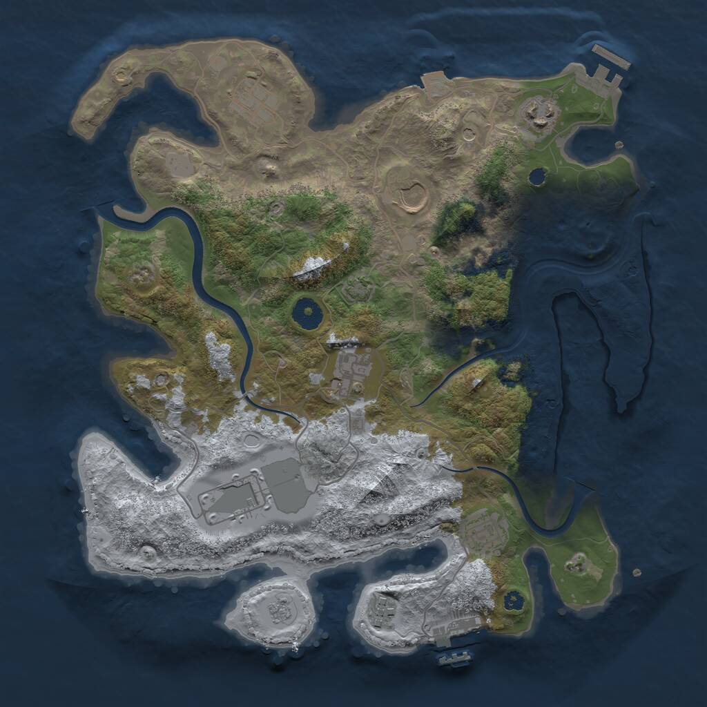 Rust Map: Procedural Map, Size: 3500, Seed: 1756220090, 13 Monuments