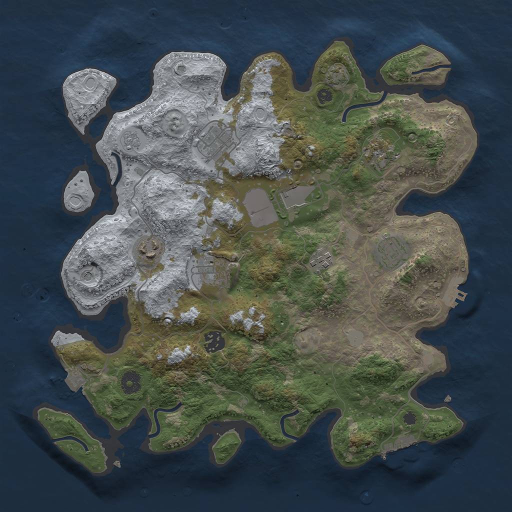 Rust Map: Procedural Map, Size: 3500, Seed: 2055763630, 16 Monuments