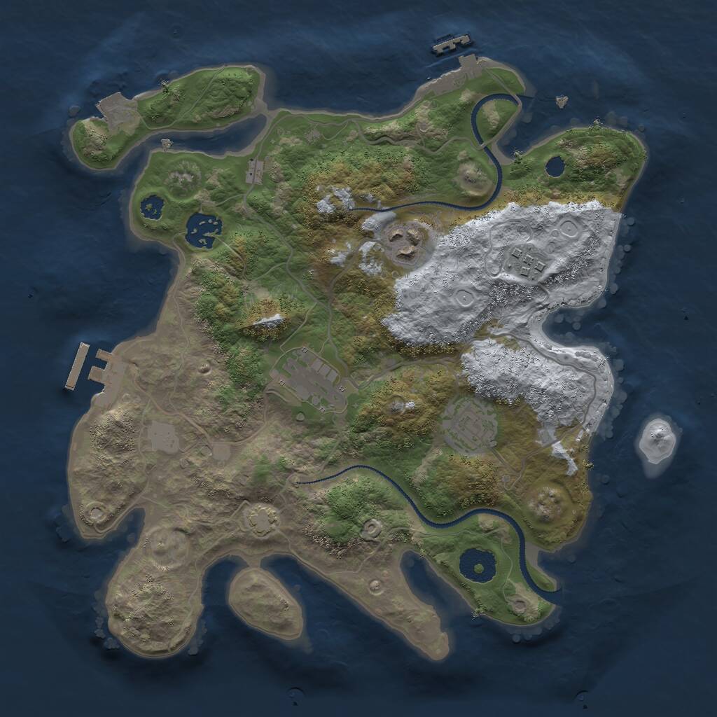 Rust Map: Procedural Map, Size: 3000, Seed: 1425344477, 9 Monuments