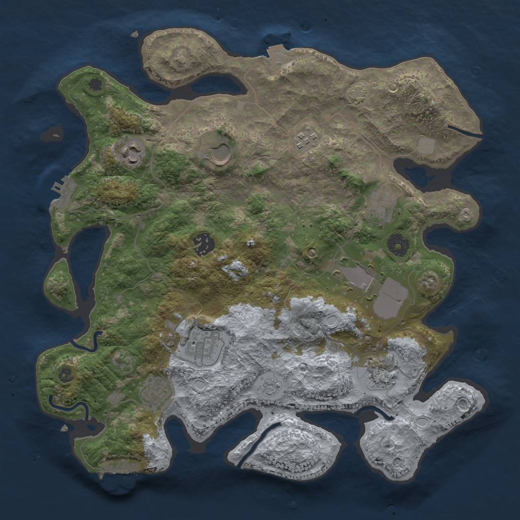 Rust Map: Procedural Map, Size: 3500, Seed: 561387317, 16 Monuments