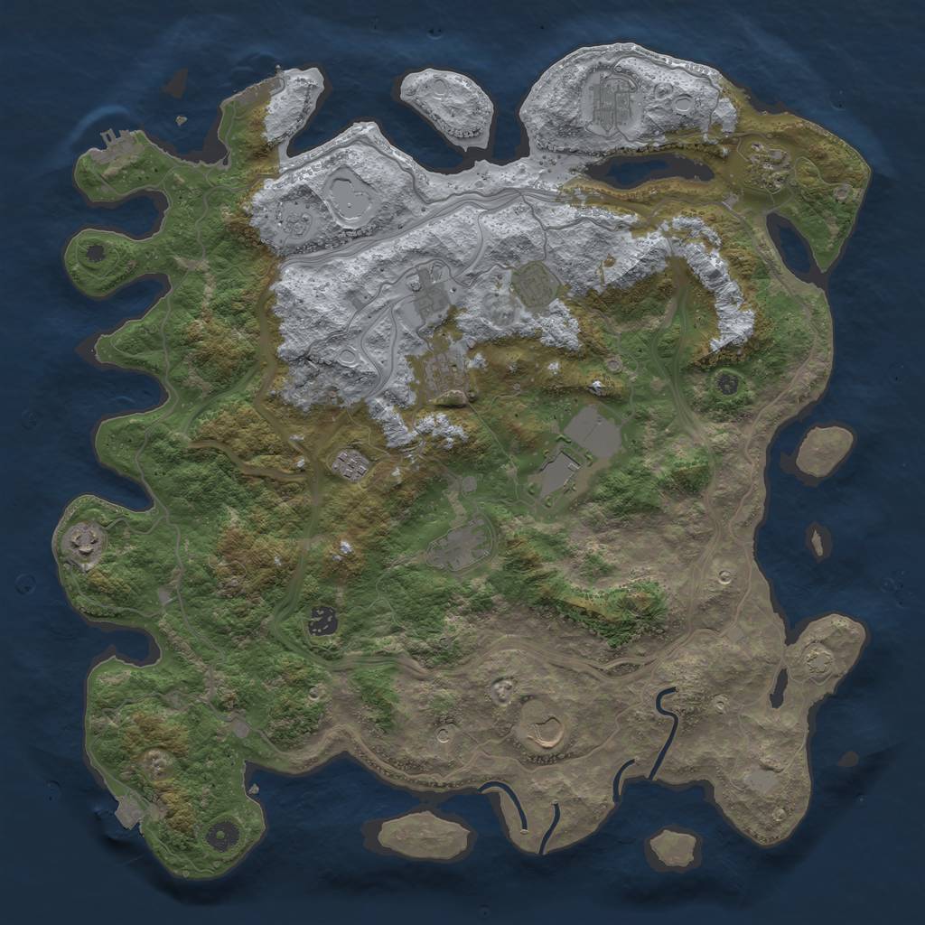Rust Map: Procedural Map, Size: 4500, Seed: 85129800, 19 Monuments