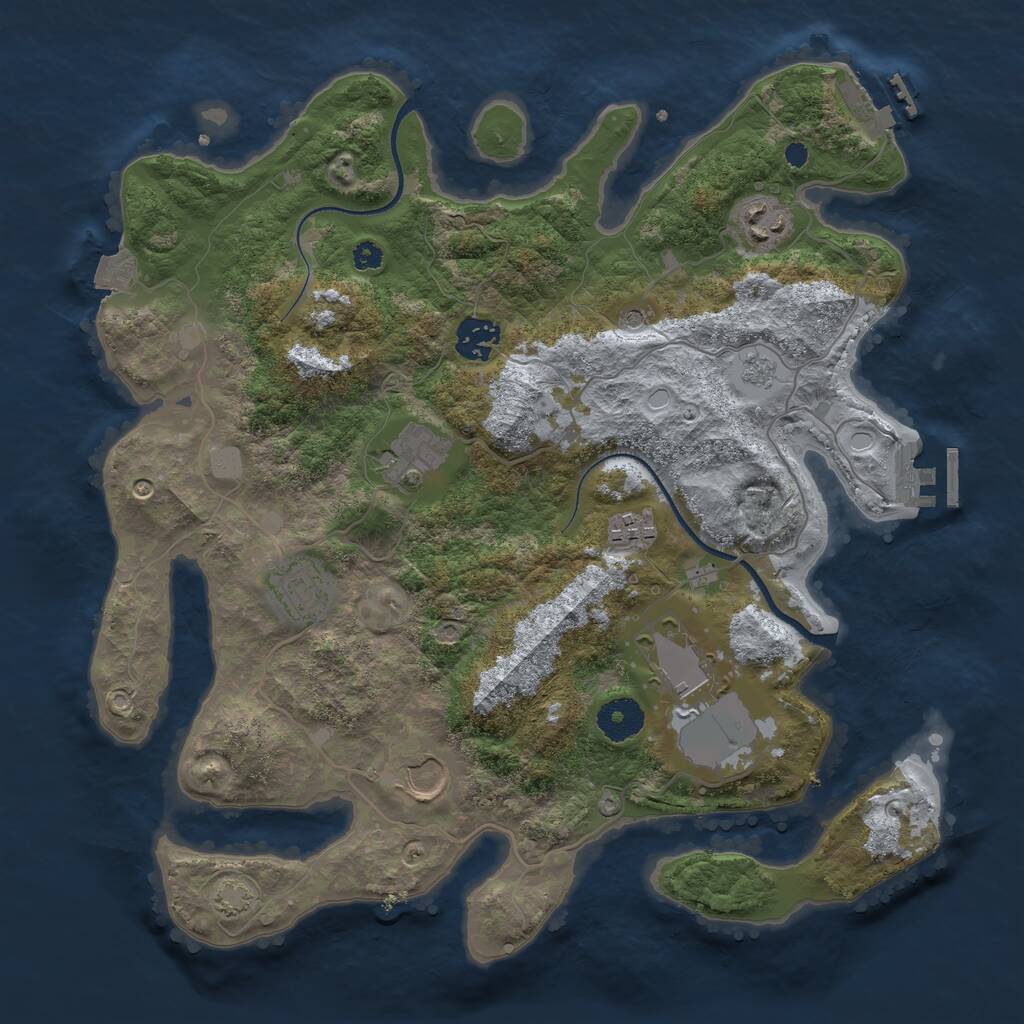 Rust Map: Procedural Map, Size: 3500, Seed: 109388629, 13 Monuments