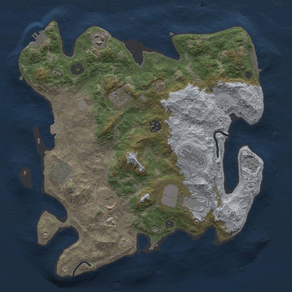 Rust Map: Procedural Map, Size: 3500, Seed: 791631034, 16 Monuments