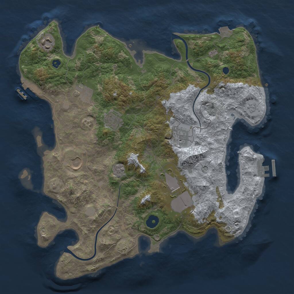 Rust Map: Procedural Map, Size: 3500, Seed: 791631034, 13 Monuments