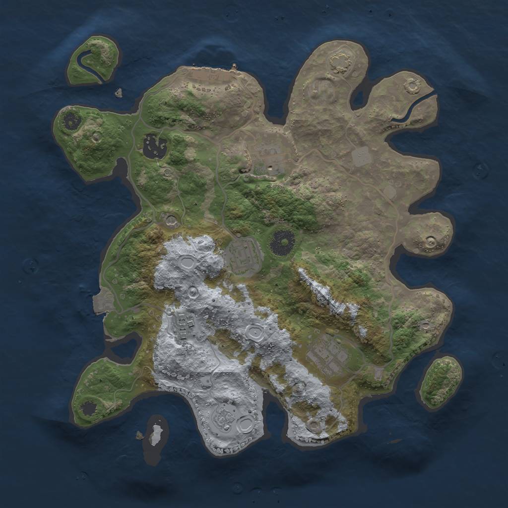 Rust Map: Procedural Map, Size: 3000, Seed: 11265, 12 Monuments